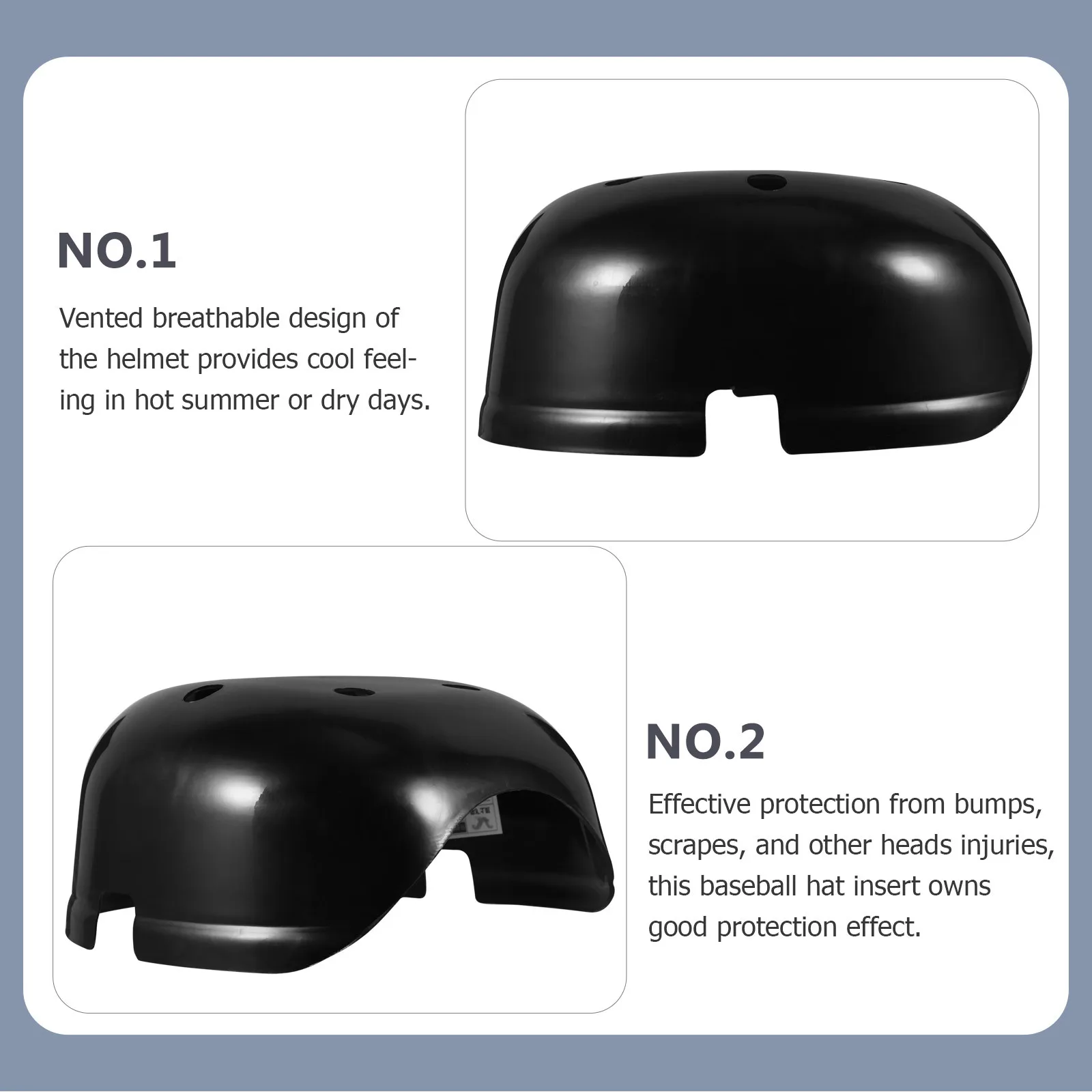 Insert de sécurité noir, Ventilation à 6 trous, adapté à la plupart des casquettes de Baseball à profil haut, Protection légère en mousse Abs Pp pour