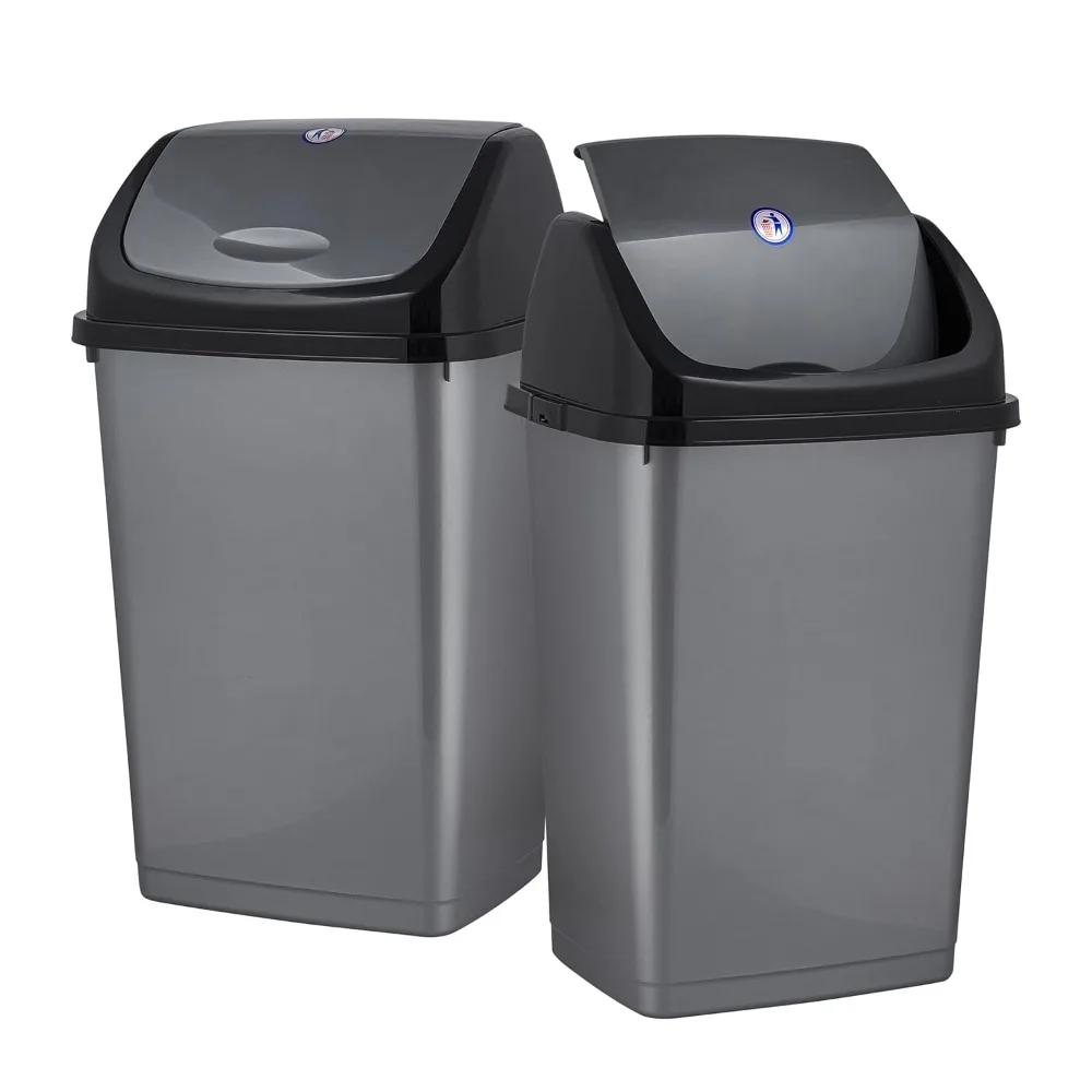 

Kitchen Trash Can 13 Gallon with Swing Lid, Plastic Tall Garbage Can Outdoor and Indoor, Large 52 Qt Recycle Bin and Waste Bask