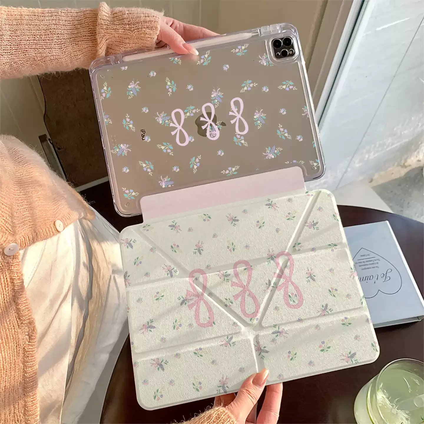 

Ins Pink Floral Bowknot Tablet Case For iPad Pro 11 12.9 13 M2 M4 M3 M5 Shell 8.3 9.7 10.2 5/6/7/8/9/10/11th Air 3 4 5 6 7 Cover
