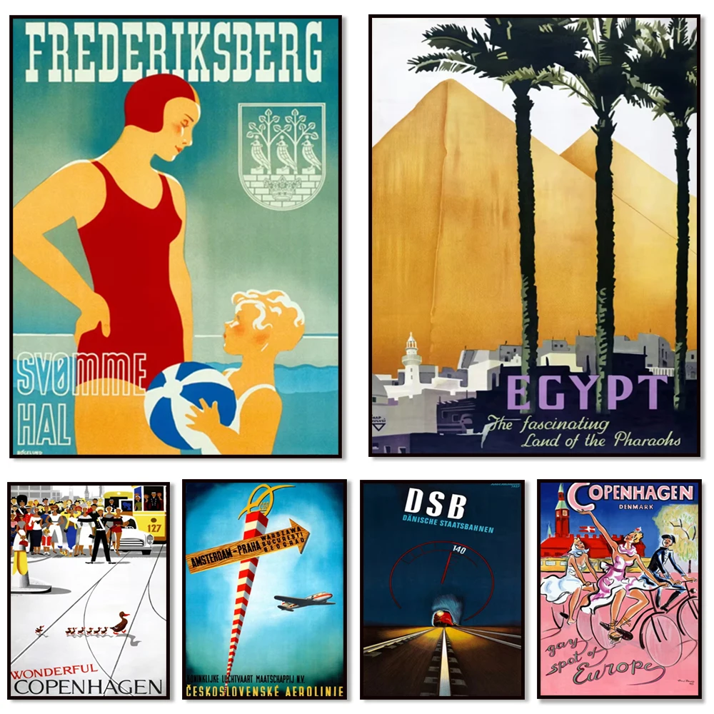 

Curacao Czechoslovakia Denmark Dominican Egypt Vintage Travel Poster
