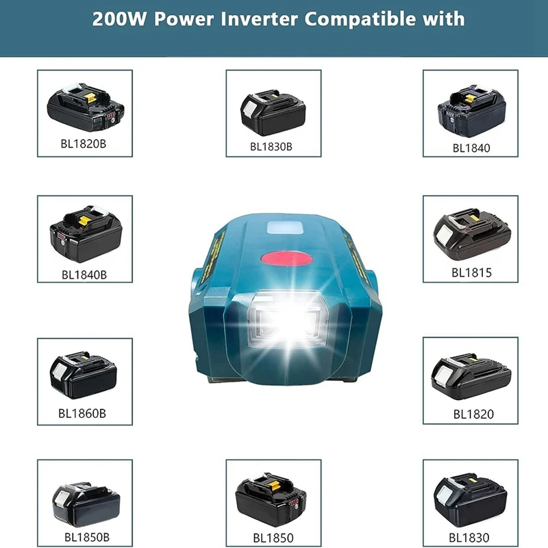 200W Power Inverter For Makita 18V Battery To Output Portable Modified Sine Wave Inverter Generator