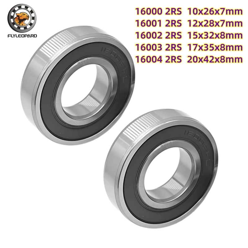 2Pcs Deep Groove Ball Bearing 16001RS 12x28x7mm 16002RS 15x32x8mm 16003RS 17x35x8mm 16004RS 20x42x8mm Double Sealed Chrome Steel