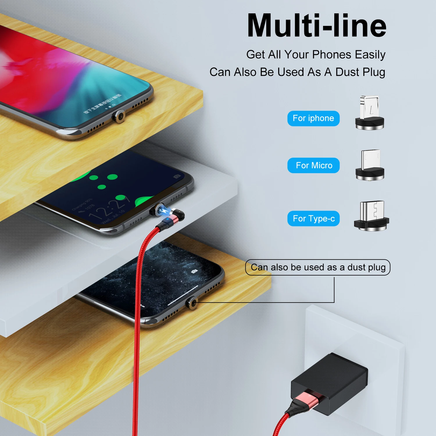 540 Rotation Magnetic Cable Type C Micro Fast Charge Magnet USB-C Phone Charger For iPhone 14 11 Huawei Xiaomi Samsung Wire Cord