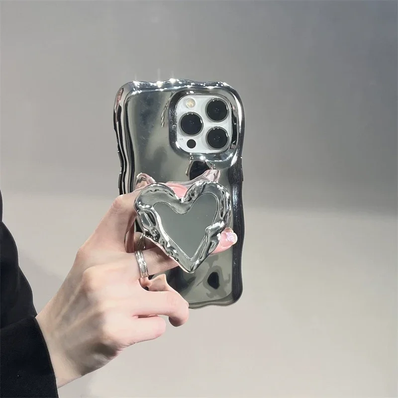 Симпатичный металлический 3D держатель для телефона с любовным сердцем INS, держатель для телефона, держатель-подставка с кольцом на палец для IPhone, Samsung, аксессуары для телефонов