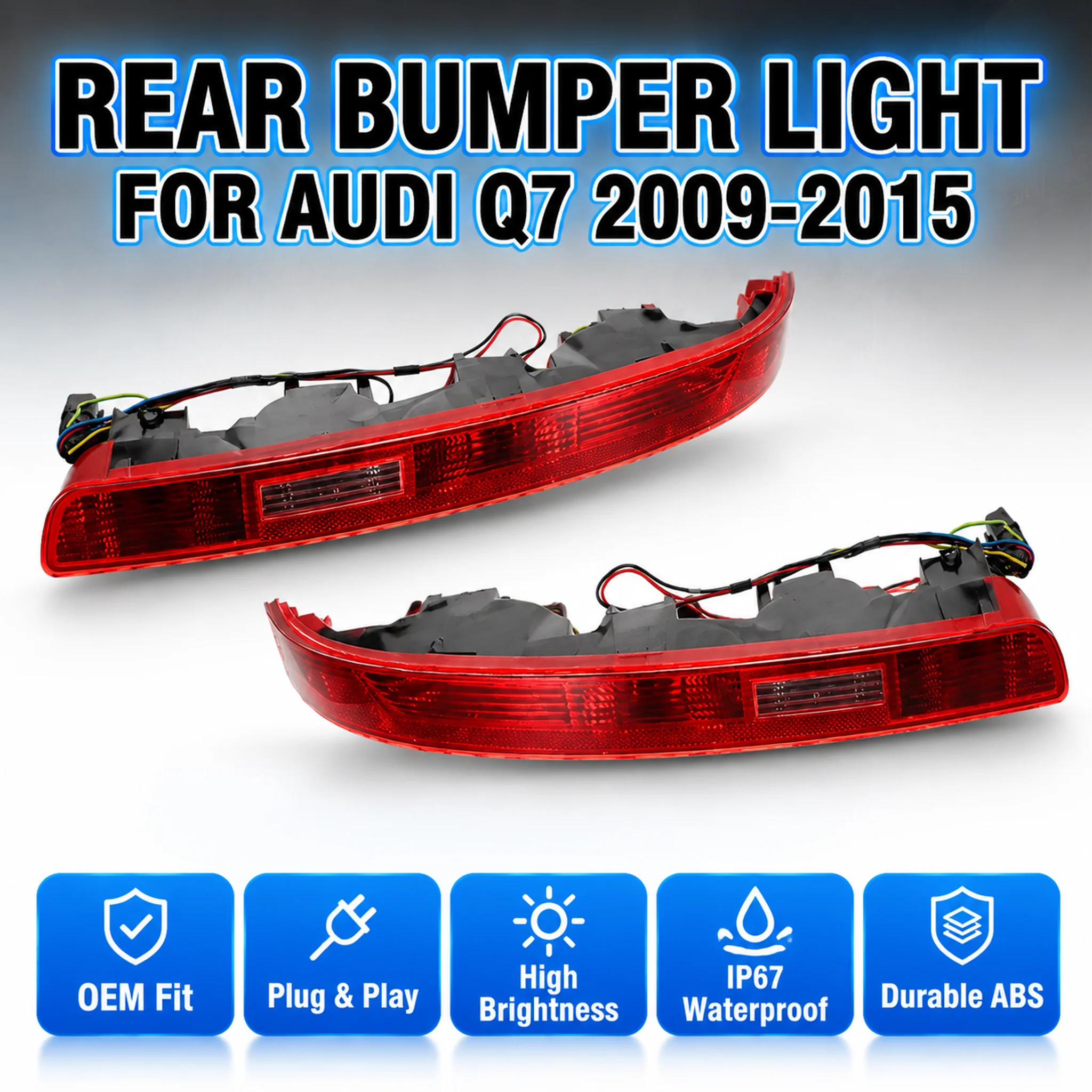 For Audi Q7 4L 2009-2015 European Version Rear Bumper Fog Lamps, 1 Pair High Bright Fog Light Assembly with Wiring Harness, Waterproof Protective Housing, Reliable Performance, Direct Replacement Car