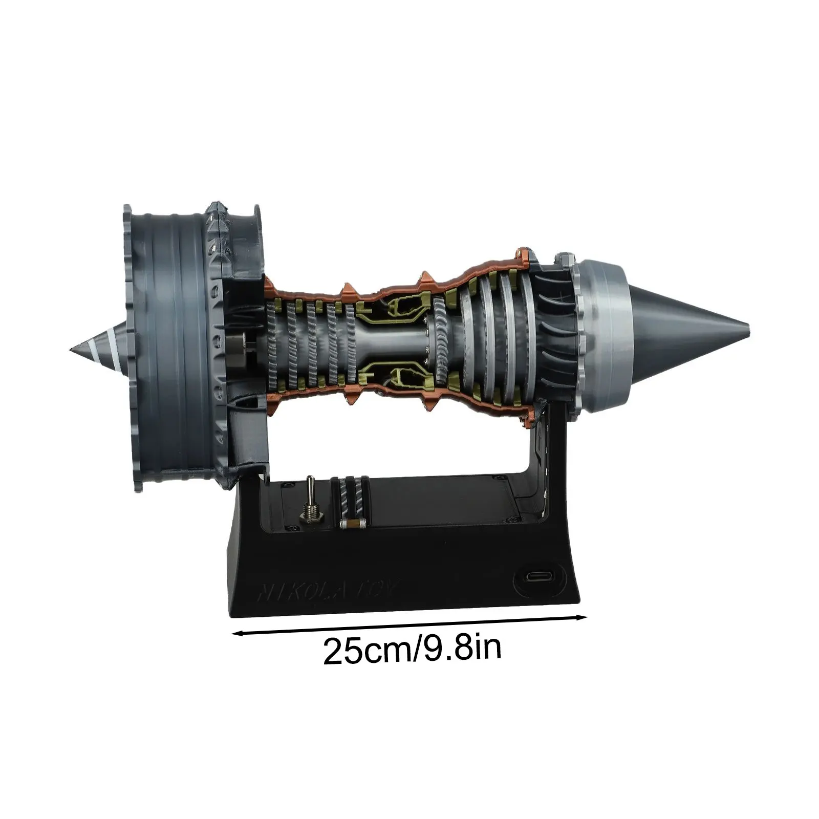 25cm Turbofan Engine Aircraft Engine Replica Realistic Engine Replica Decorative Display Piece USB Charging Power Supply