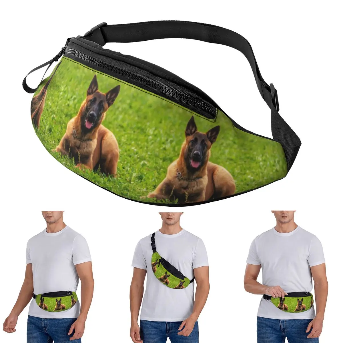 

Crossbody Waist Bag Belgian Shepherd Dog Malinois Men Women Fanny Pack Traveling Running Money Phone Pouch