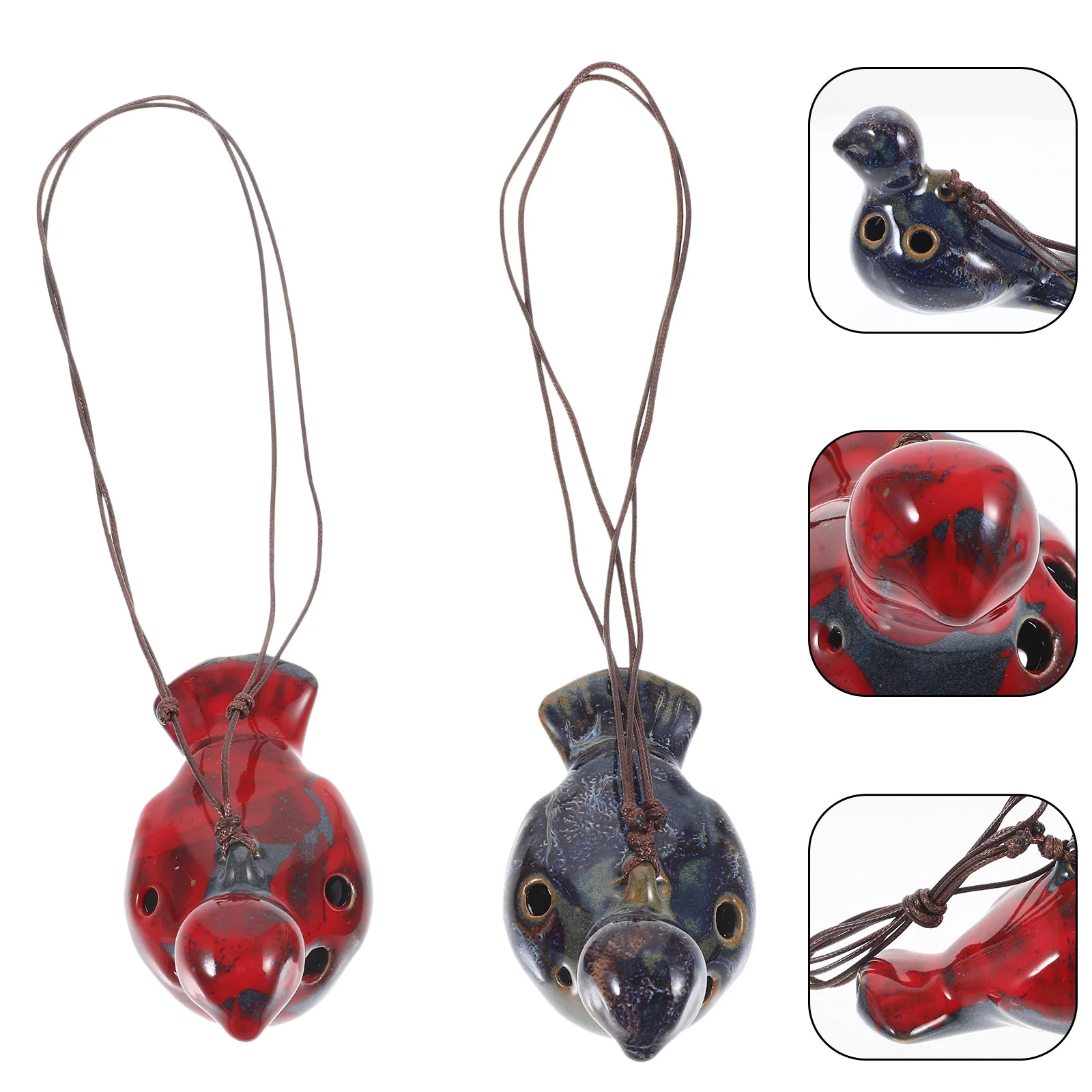 

2Pcs 6-Hole Ceramic Ocarina Musical Instrument Portable Beginner Ocarina for Children Adults Small Stylish Relaxation Flute