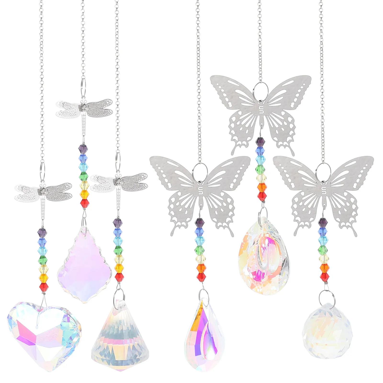

6pcs Crystal Insect Charms Rainbow Maker Hanging Ornament For Windows Garden Outdoor Sun Catcher Crystal Wall Hanging Decoration