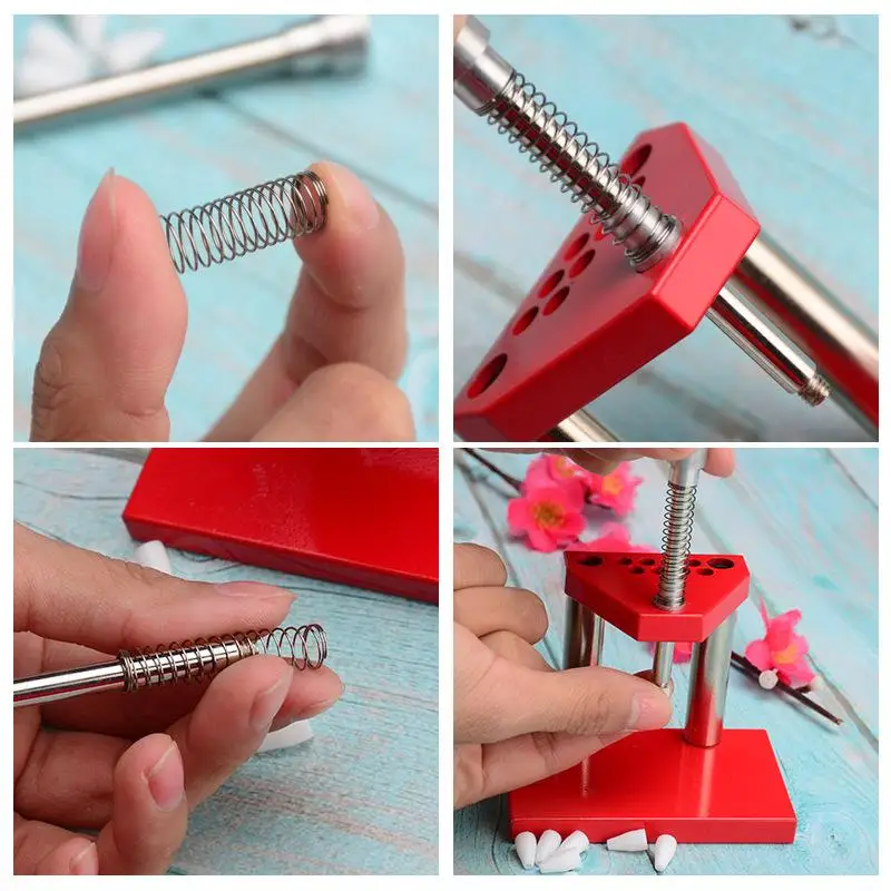 Alat Penarik dan Pemasang Jarum Jam Tangan Merah, Set Perkakas Perbaikan Komponen Jam Tangan untuk Pembuat Jam