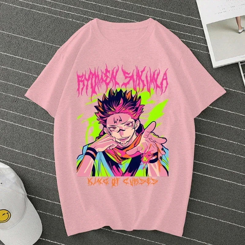 Hot Anime Jujutsu Kaisen Ryomen Sukuna Tshirt Women Loose Casual Female Short Sleeve Round Neck Harajuku Fashion Y2k T-shirt Top