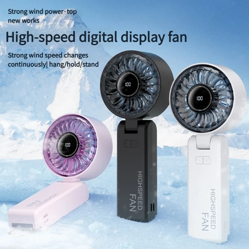 

2025 New Fast USB Handheld Fan 9m/S Turboes Wind 100 Levels Adjustments Silents Long Cooling Device for Office/Neck