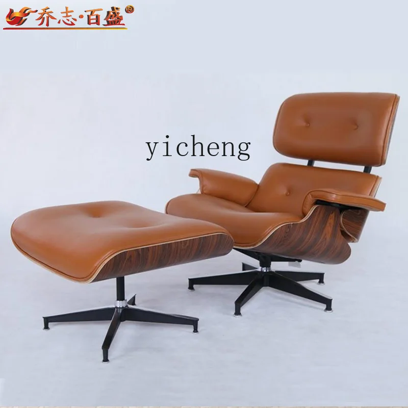 ZC Leisure Couch Reclining Lunch Break Chair Genuine Leather Home Leather Belt Footrest Recliner