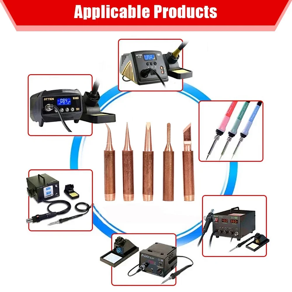 10/5ชิ้น/ล็อต900M-T ทองแดงบริสุทธิ์หัวแร้งบัดกรีปราศจากตะกั่วหัวแร้งชุดเครื่องมือบัดกรี BGA