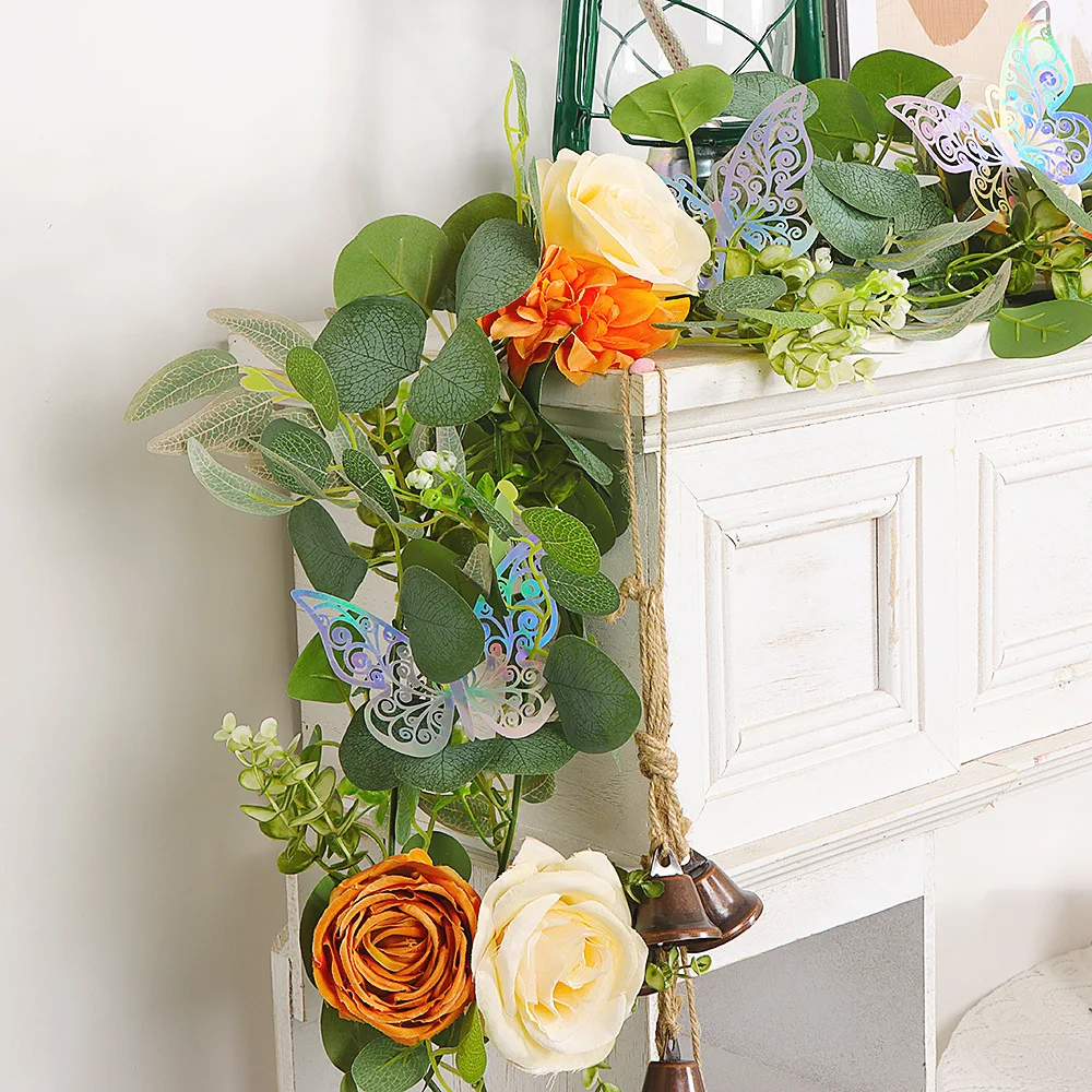 

Artificial Rattan Butterfly Vine Decor for Room Home Decor flores artificiales decoración Artificial Flower Wedding Decoration