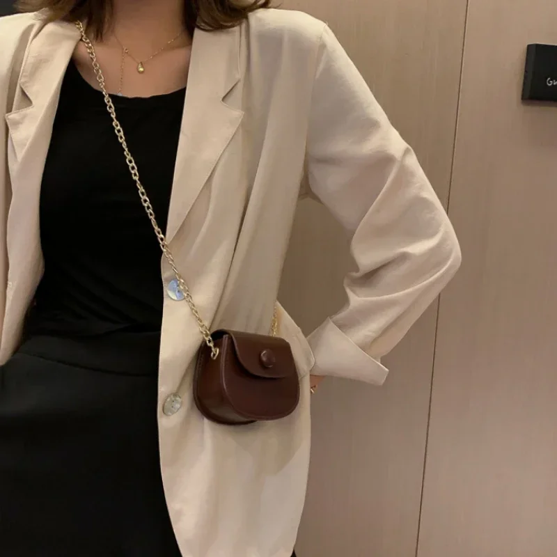 

2023 New Mini Fashion Shoulder Bags for Kids Coffee Black Yellow Children's Small Cross Body Bags Earphone Lipstick Storage Bags