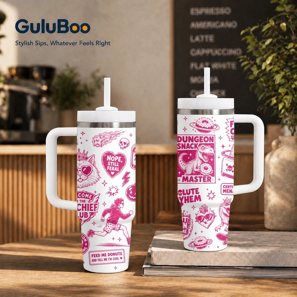 Mongo Is Appalled Collage Vacuum Flasks 40oz Stainless Steel Insulated Tumbler With Handle & Straw Leakproof Travel Mug