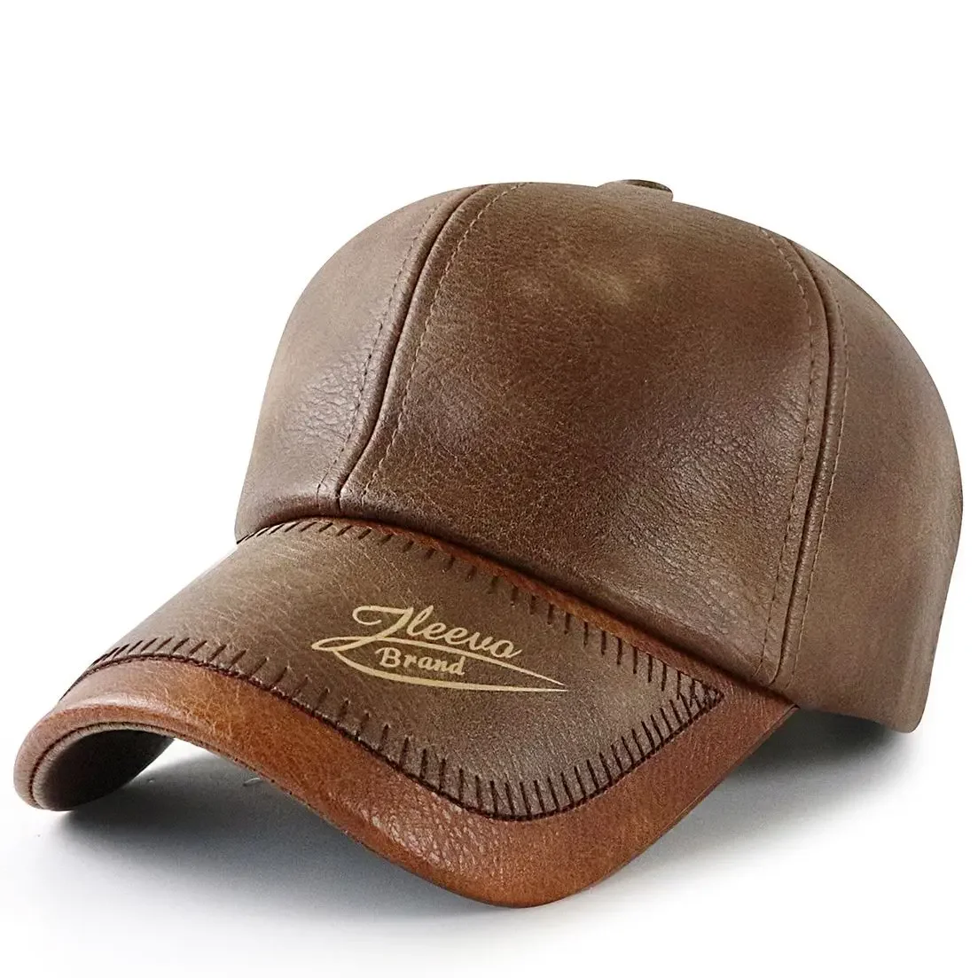 Dad Winter Wind Proof Warm Leather Baseball Cap Male Outdoor Casaul PU Hat Man Velvet Snapback Caps 56-60cm