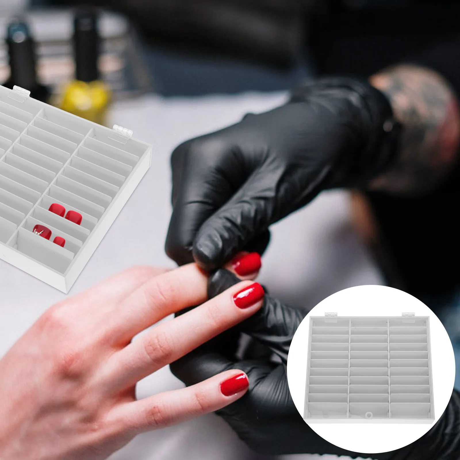 

33 Grids Nail Tip Organizer Clear Acrylic Box for Fake Nails Storage Display Manicure Tools Nail Art Tips Case