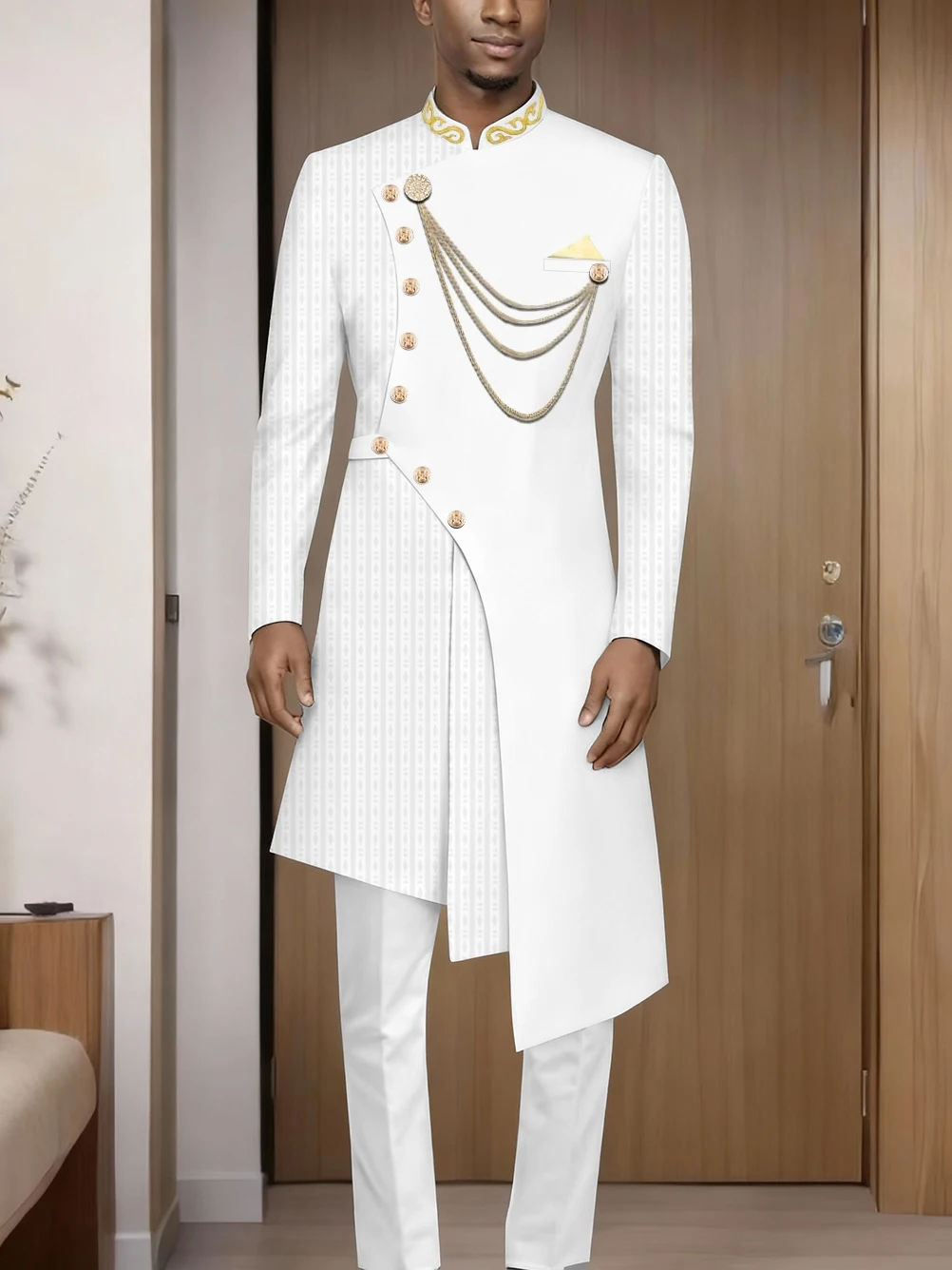 

Men's casual two-piece suit set with long sleeves