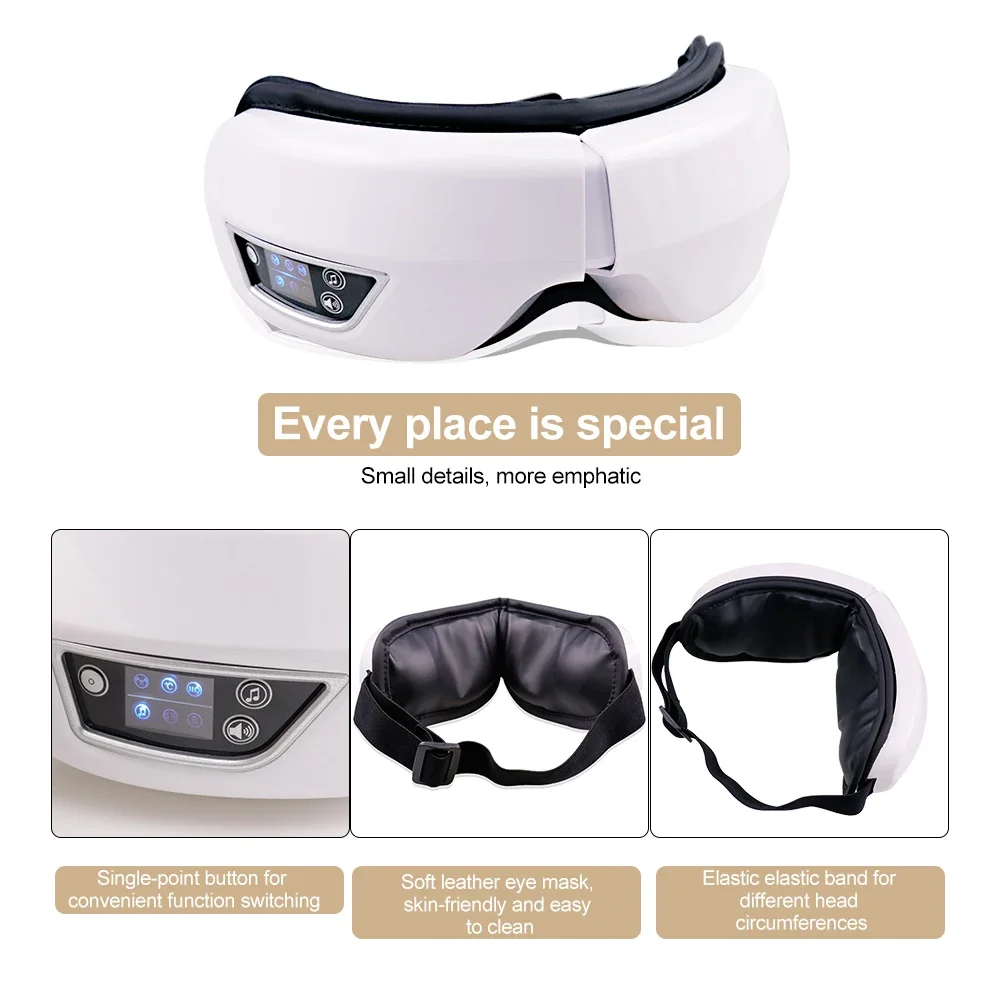 Smart Foldable Eye Massager Rechargeable Bluetooth Eye Mask Vibration Massage Relieve Fatigue Portable Eye Relax Care Device
