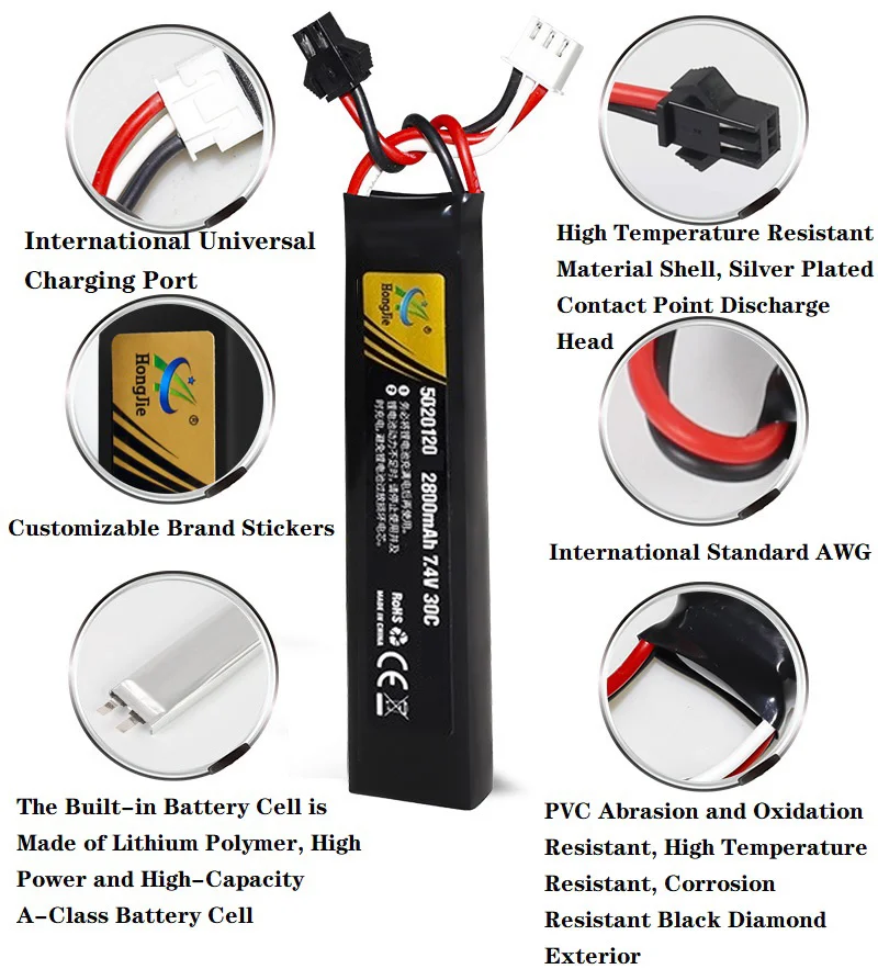 Batería Lipo 2S 7.4V 2800mAh pistolas Airsoft recargable