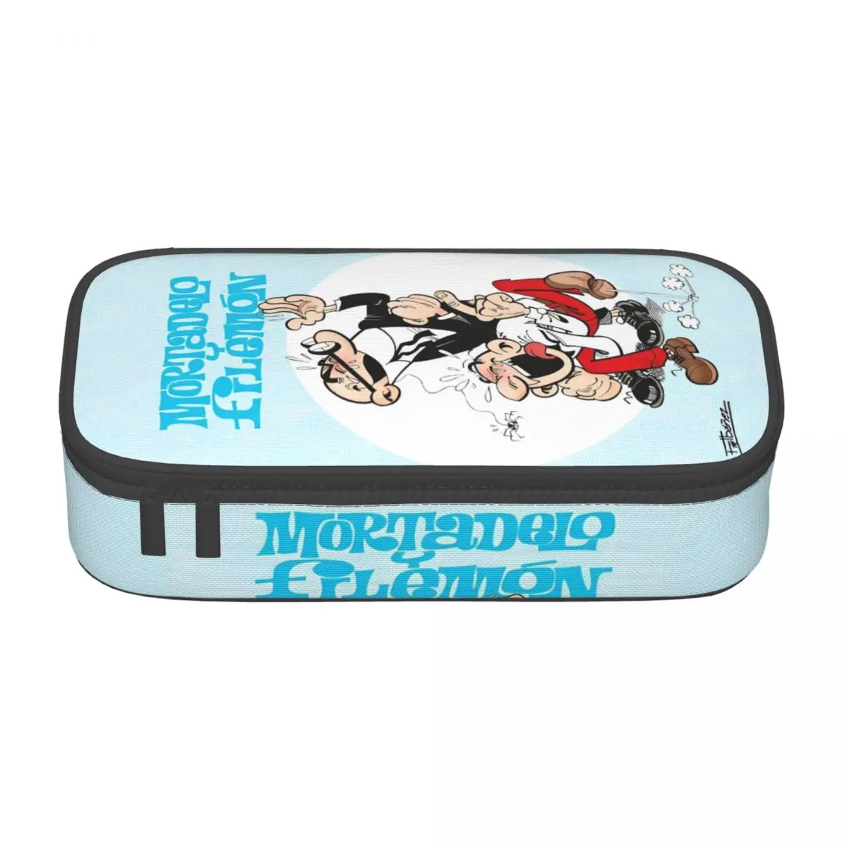 صندوق أقلام ذو سعة كبيرة Mort & Phil Mortadelo Y Filemn للوازم المكتبية بطبقة مزدوجة حقيبة أقلام رصاص للنساء حقيبة مكياج هدية