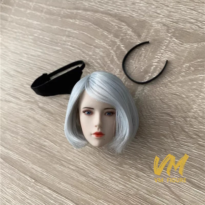 1/6 Scale NieR 2B Gir Head Sculpt with Blindfold Hair Band Fit 12'' ANT TBL Female Pale Soldier Action Figure Body Doll Toys view 2