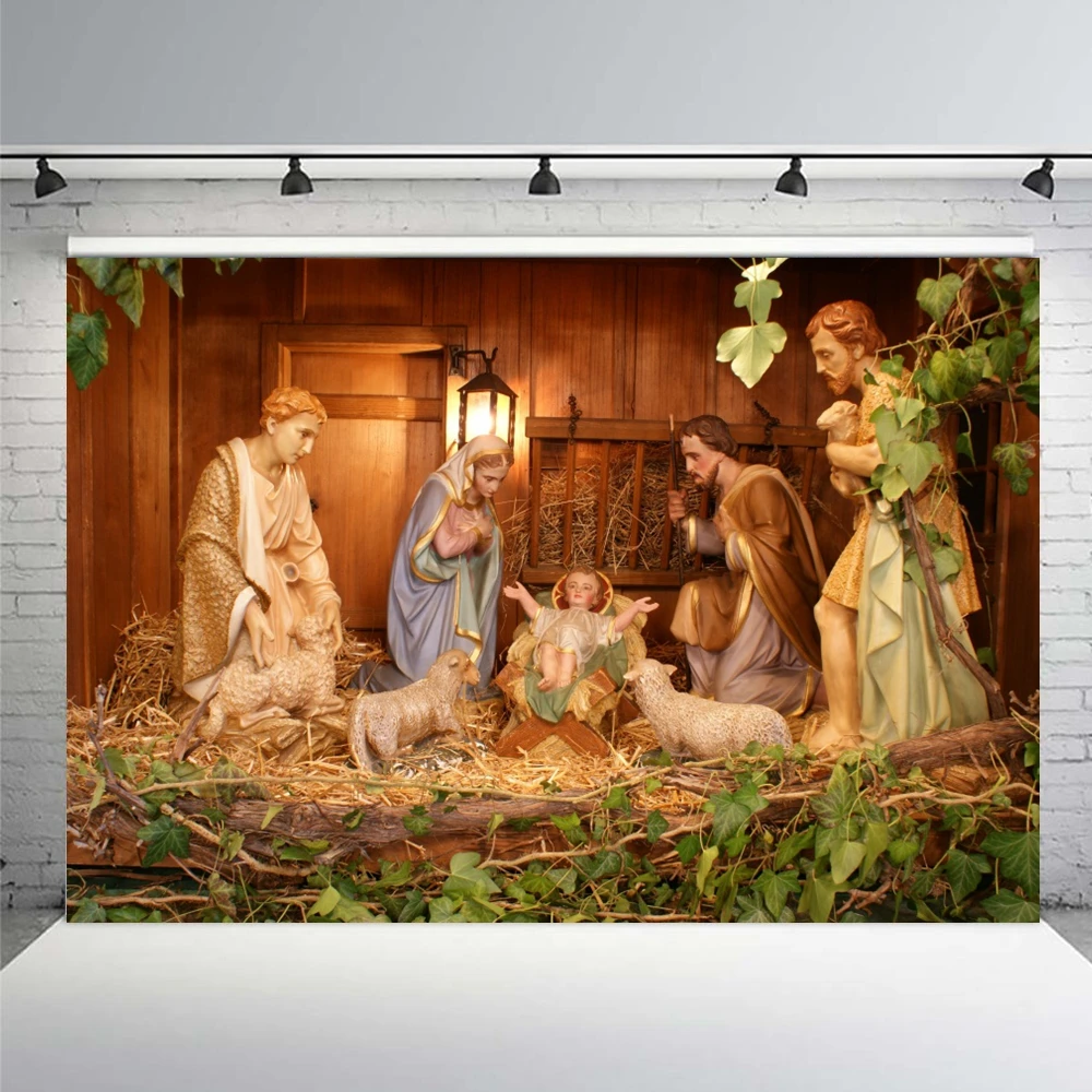 Christmas Jesus Birth Backdrop Nativity Scene Christian Holy Cross Bible Xmas Baby Child Photo Photography Background Studio