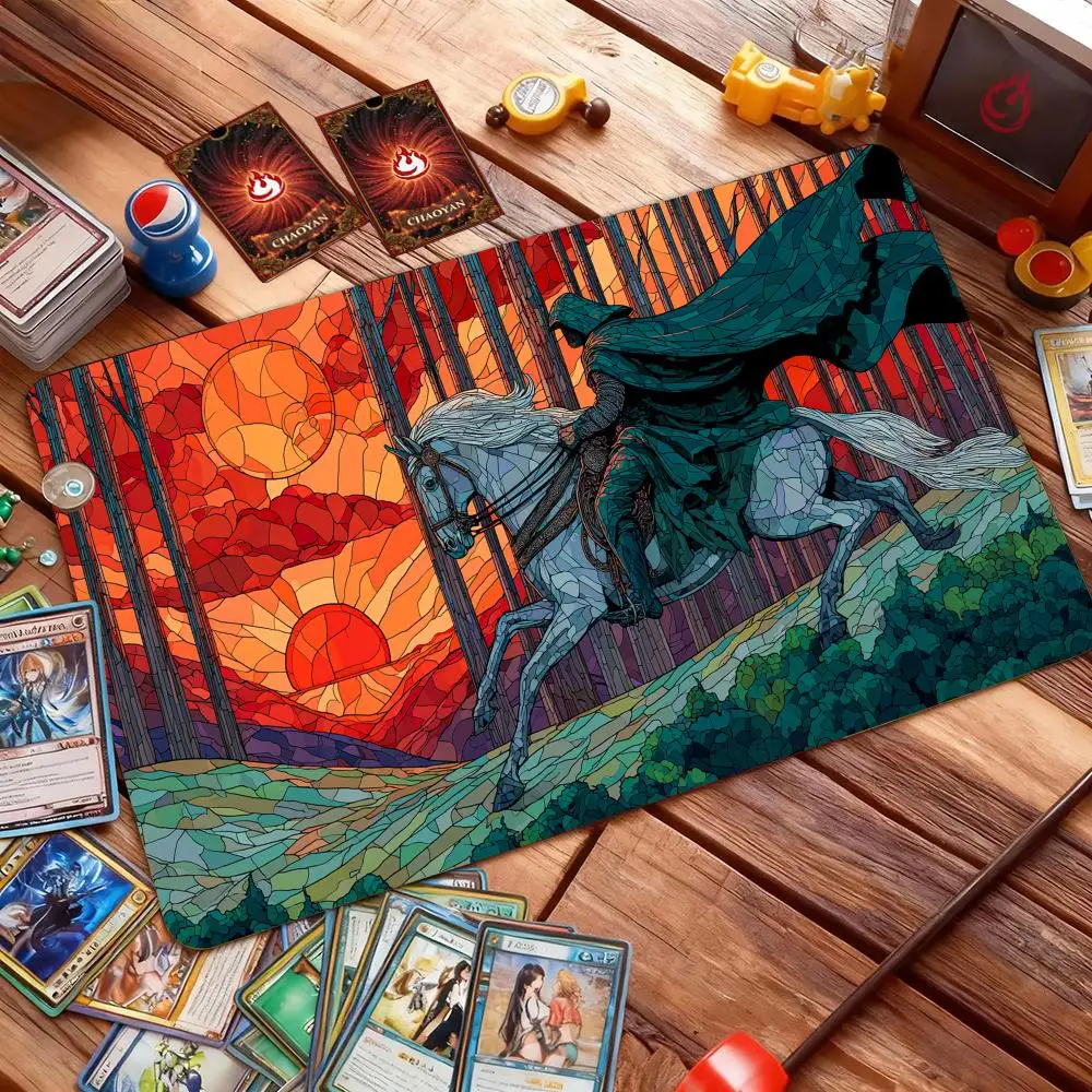 Sunset and Knight Magic Card Battle Mat TCG Playmat Anti-slip Base 35X60cm Gathering Gaming Mats Board Game Mat for TCG