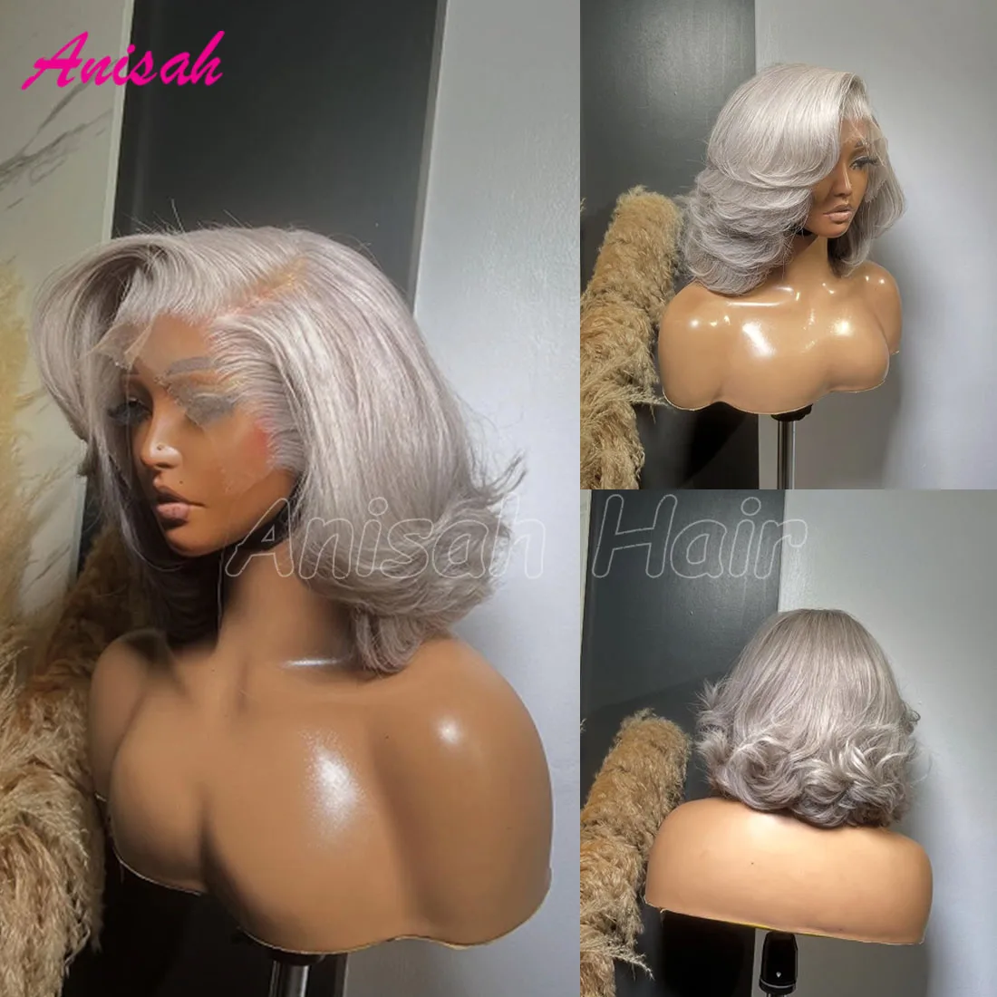 Brazilian Platinum Ash Blonde Body Wave Bob Wigs Human Hair Short Colored Human Hair 13x4 13x6 Lace Front Glueless Wig