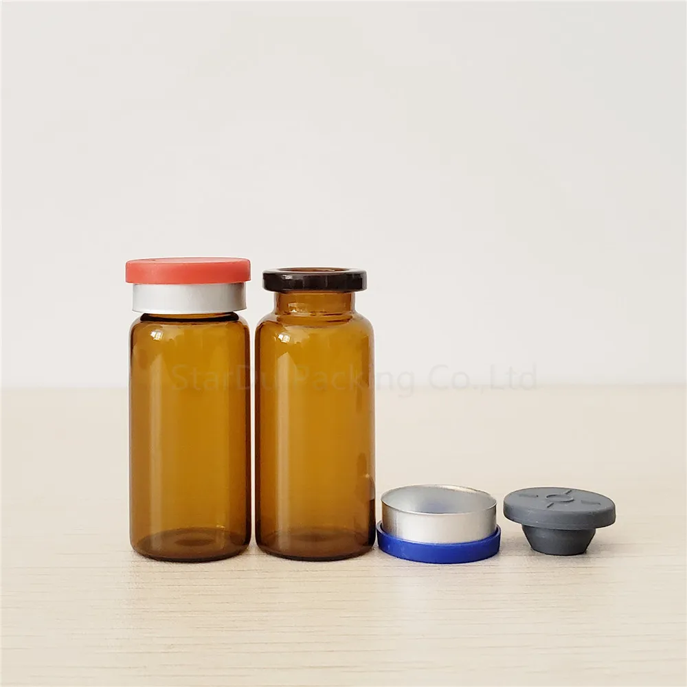 

1000Pcs/lot 10ml Amber/Brown Injection Glass Vial With Flip Off Cap, 1/3oz Glass Bottle, 10cc Glass Containers