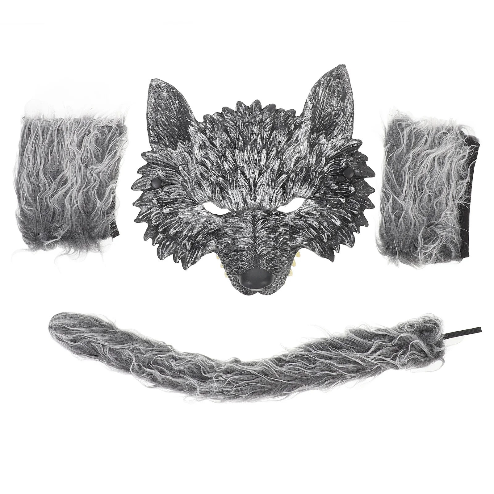 ชุดคอสเพลย์หมาป่า 1 ชุด ประกอบด้วยหน้ากาก ถุงมือ หาง ชุดสัตว์ สำหรับงานปาร์ตี้ งานเทศกาล การแสดง ชุดคอสเพลย์หมาป่า หน้ากากตกแต่ง