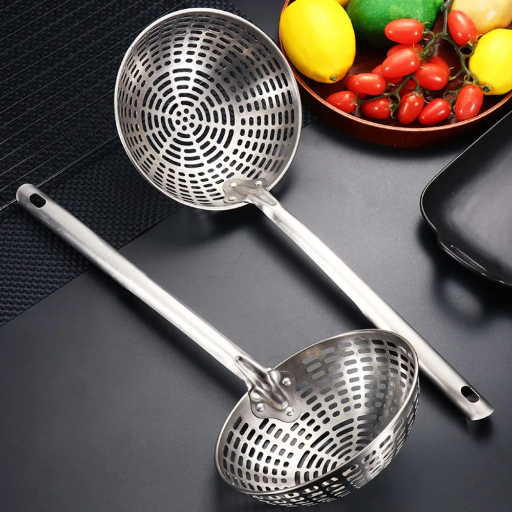 Stainless Steel Colander Long Handle Oil Frying Kitchen Fried Food Net Sieve Tool Spoon Leaky Spoon Household Cooking Tool