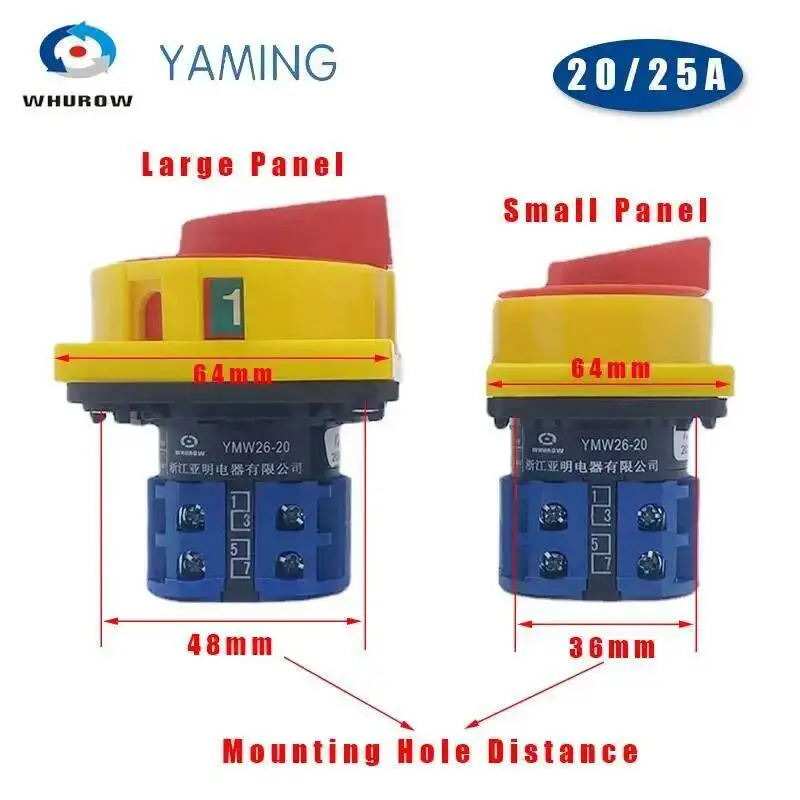 LW26GS-20/04-2 Cam Switch Two Position Pad Lock Changeover Rotary Isolator Disconnect Selector Silver Contact 20A 690V
