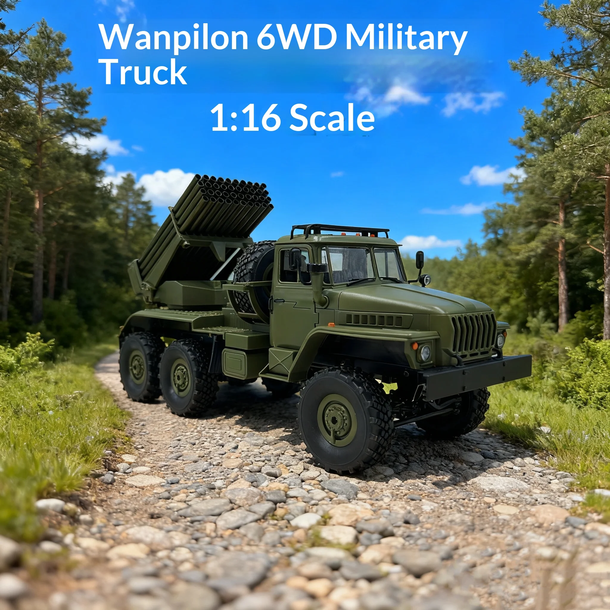 Wanpi Dragon Rc Military Rocket Launcher Truck 1:16 6wd All Terrain Climbing Off Road Vehicle Modified Model Toy For Boys