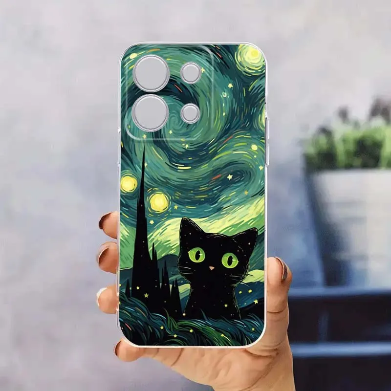 Cat Pattern Design Anime Phone Case For Xiaomi Mi Poco F2 F3 F4 F5 F6 X5 X6 X7 Pro TPU Protection Transparent