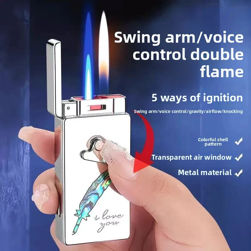 

Personalized Luminous Colored Double Flame Sound Control High-response Ignition Exquisite Pattern Simple and Atmospheric Lighter