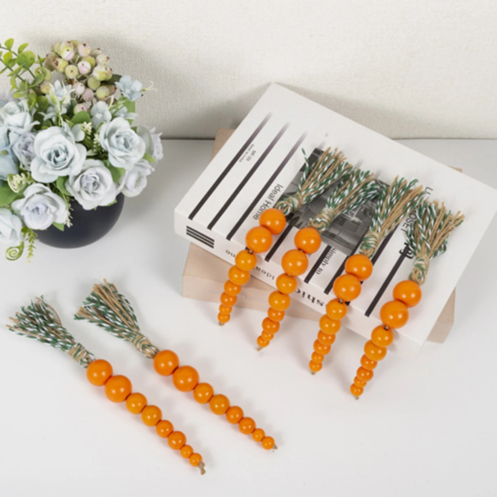 Rustic Spring Beaded Carrot Easter Beaded Garland Farmhouse Home Decors for Table Small Tree Wall Shower