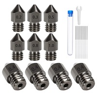 5PCS 3D Printer Hardened Steel MK8 Extruder Nozzles for CR-10/ Ender 3/5, Ender 3/ V2 Ender3 pro, Aquila Anet A8 A8plus ET4