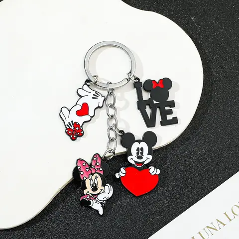 Simpatico portachiavi con ciondolo a forma di cuore di Minnie Mouse Topolino AMORE Accessorio per zaino da viaggio regalo di San Valentino