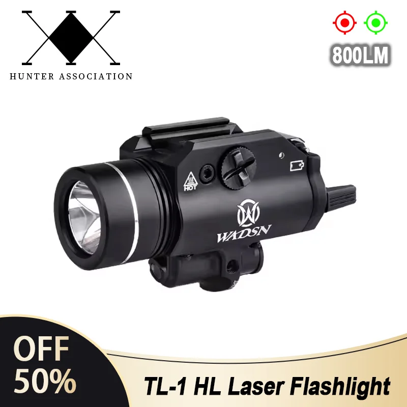 

WADSN Tactical Red Green Laser White Light Metal Flashlight Pistol Hunting Scout Light LED Airsoft Fits 20mm Rail Glock 17 18 19