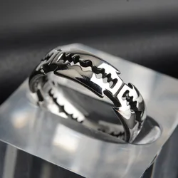YILUOCD Stainless Steel Hip Hop Ring with Blade Punk Rock Black Silver Color Rings for Men Couple Jewelry Party Wholesale