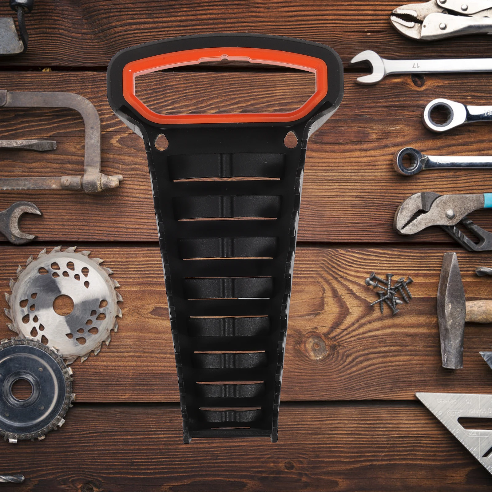 

Premium 9 Slot Ratchet Wrench Holder Bracket Durable Storage Rack with Carry Handle Wall Mountable Wrench Organizer for Workshop