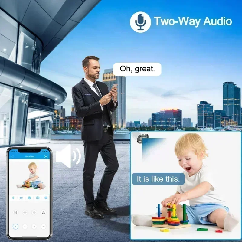Cámara IP 2K con WIFI 2,4G, videocámara de vigilancia con audio bidireccional, PTZ, movimiento para seguimiento, para exteriores, cámaras de