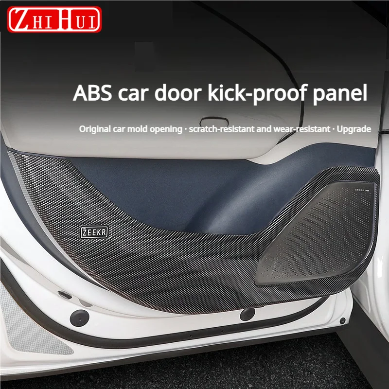 For Zeekr 007 GT 2025 2026 Car Styling Door Kick Guard Carbon Fiber Pattern Protective Pads Interior Modification Accessories