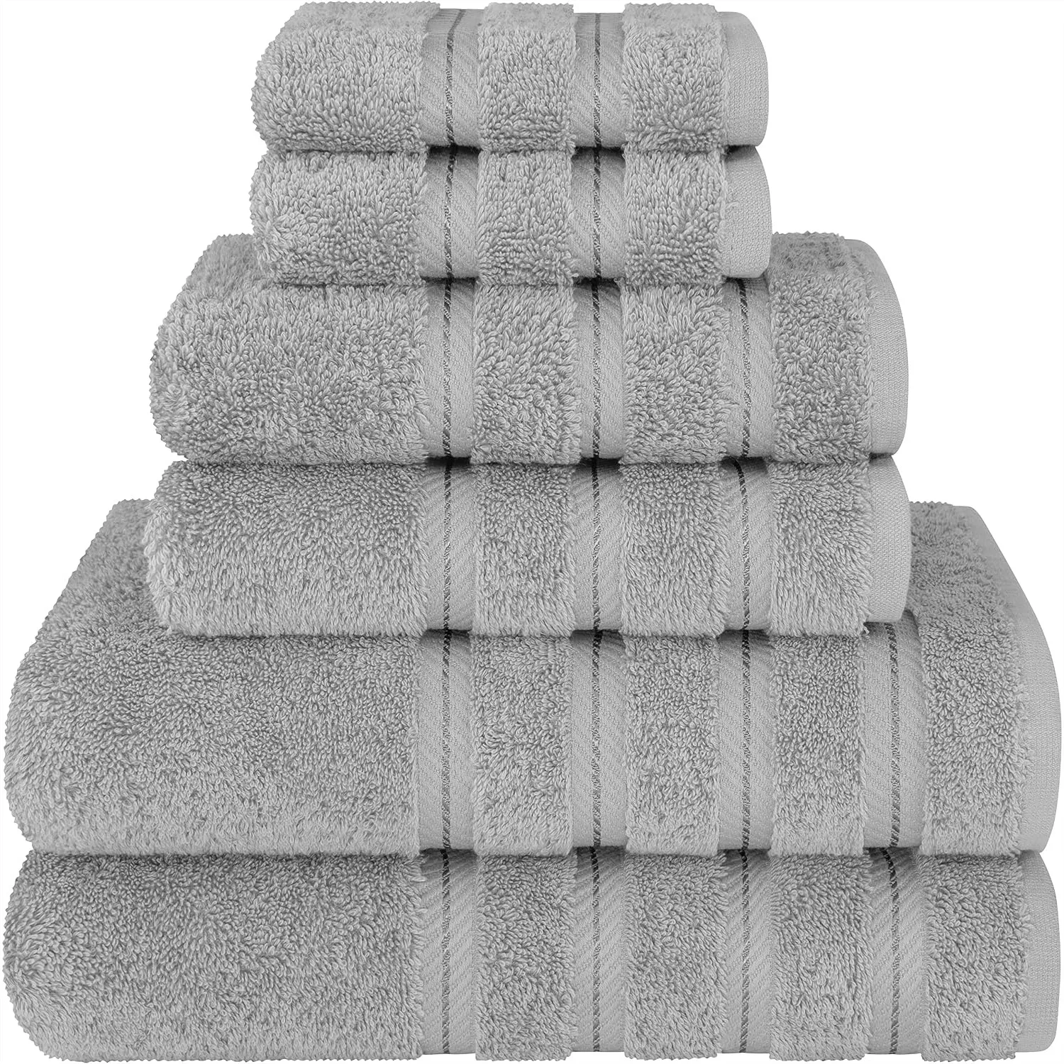 

Turkish Cotton 6 Piece Towel Set - 600 GSM Soft Absorbent Quick Dry Bath Towels for Bathroom with 2 Bath Towels 2 Hand Towels 2
