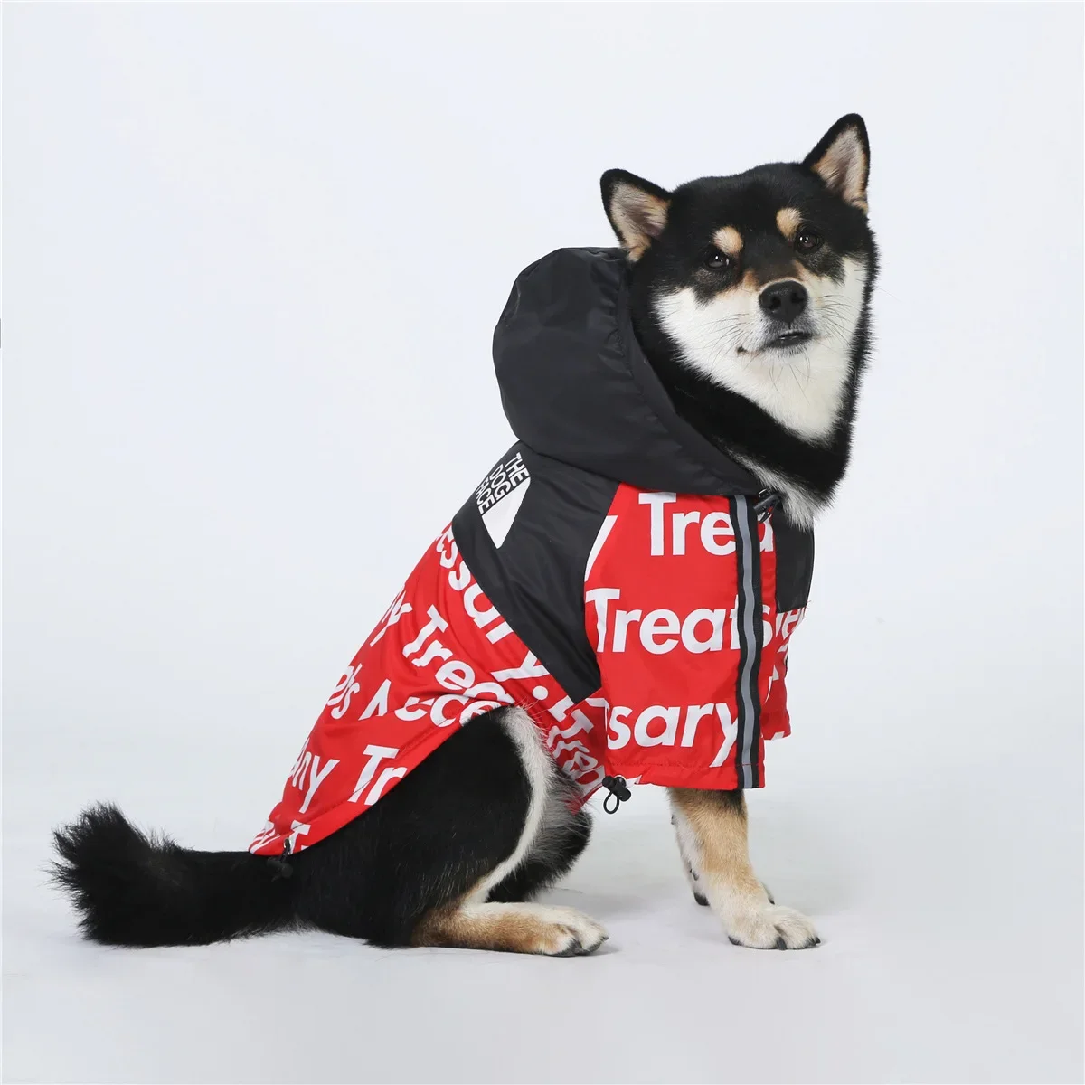 

Pet Jacket Dog Clothes North Dog Face Windproof Waterproof Large Breed Outdoor Raincoat Reflective Trim for Cold Weather