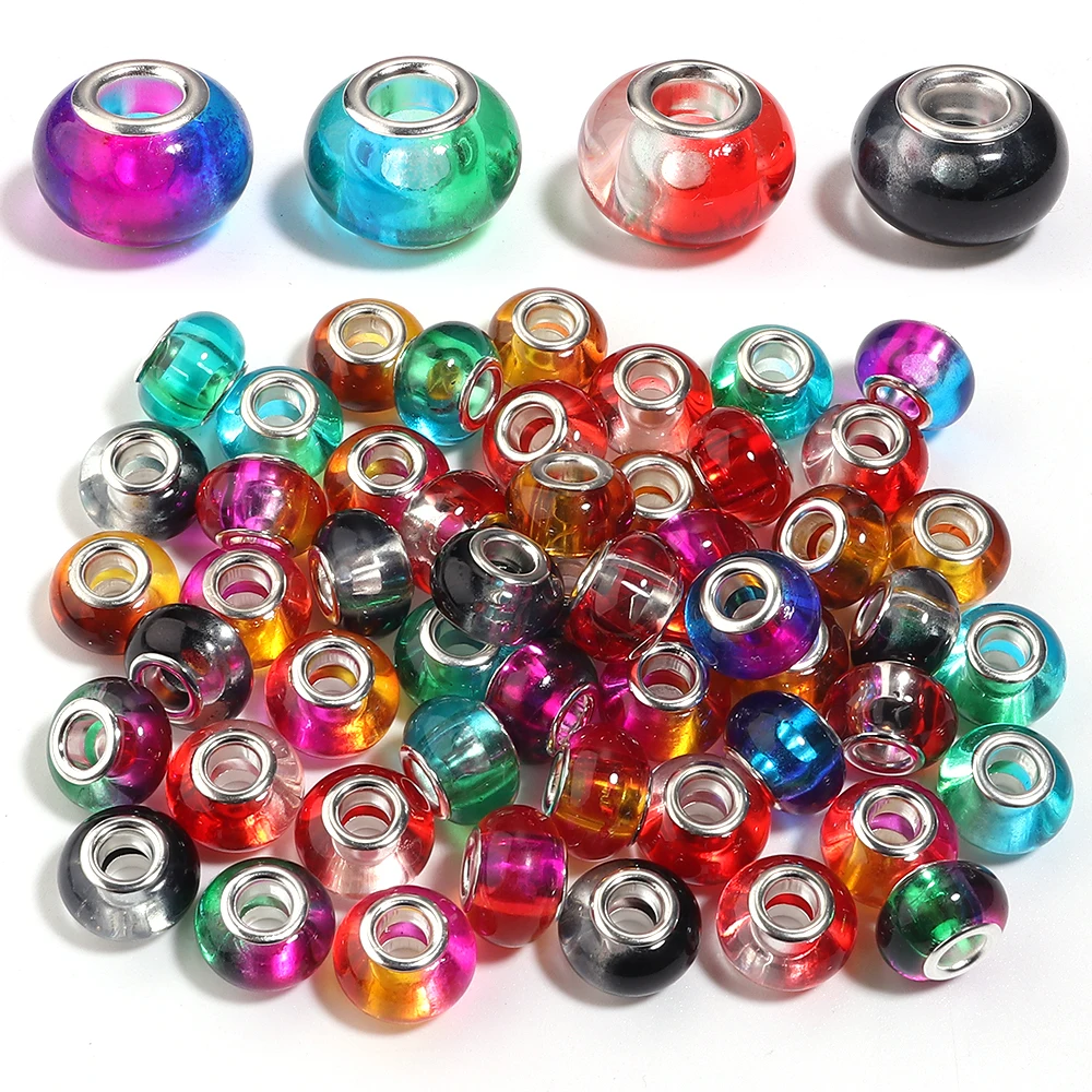 20pcs/lot Gradient Two Tone Large Hole Resin Beads Big Hole Loose Spacer Bead DIY Bracelet Necklace Jewelry Making