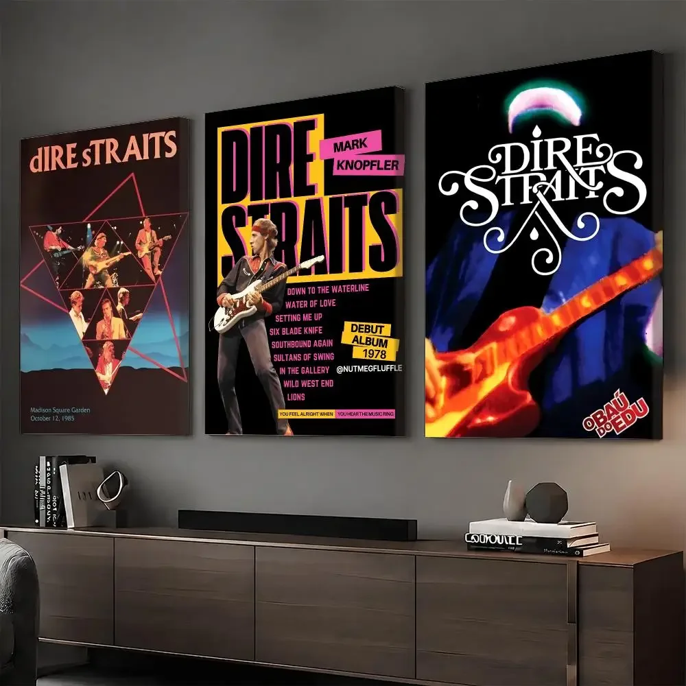 D-Dire S-Straits Rock band Singer Painting Calligraphy HD Canvas Print Poster Wall Art | Optional Frame | Modern Hallway Decor